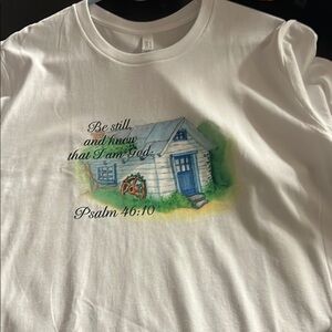 Inspirational White T-Shirt with Psalm 46:10